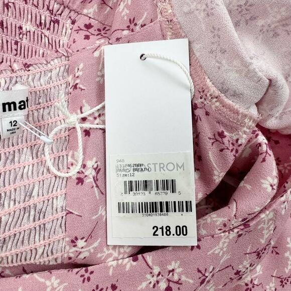 NWT Reformation Rosalie Floral Wrap Mini Dress Women's 12 Pink Ditsy Coquette - Picture 6 of 16